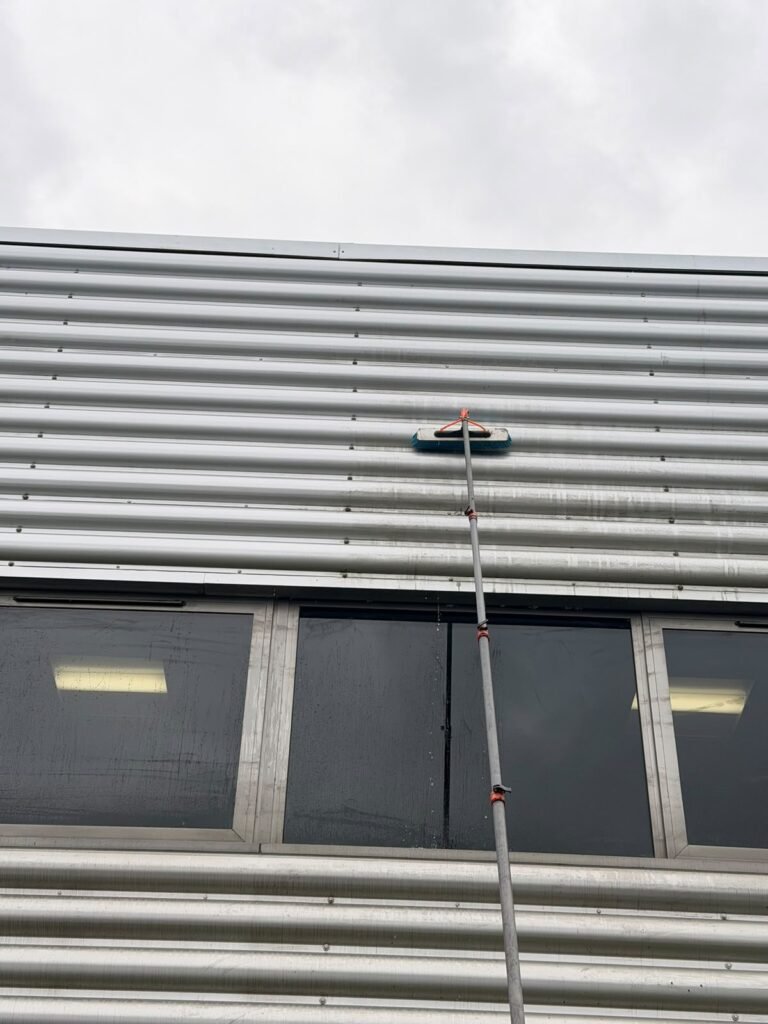 Commercial cladding being cleaned