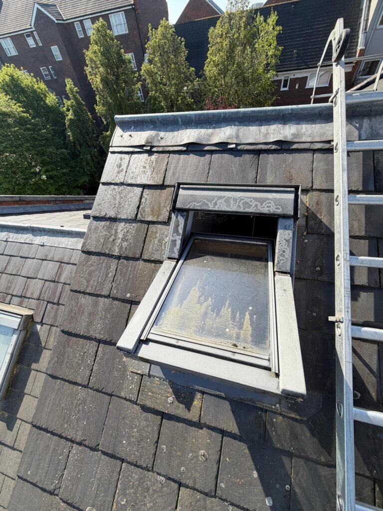 Old roof window before replacement
