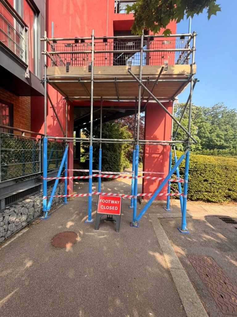 Scaffolding erected for repair works