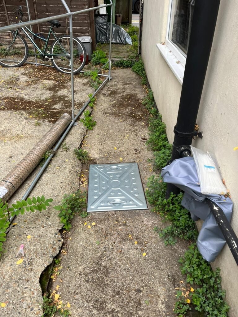 New galvanised inspection chamber cover fitted