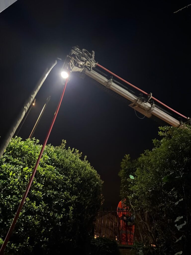 High-level works carried out at night