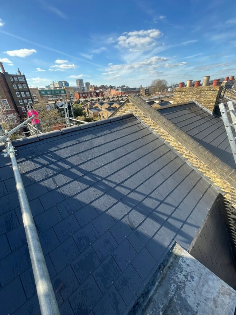 Slate roof on an extension